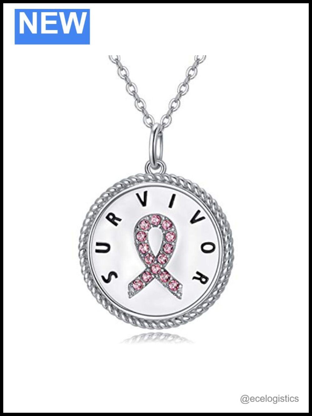 Sterling Silver Cancer Survivor Necklace God Bless Warriors Pendant